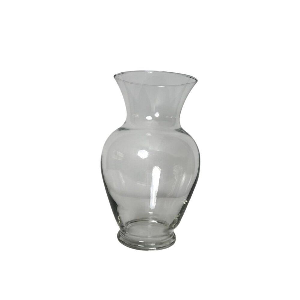 Clear Glass Flower Vase With Wide Rim & Tapered Base For Elegant Floral Arrangem